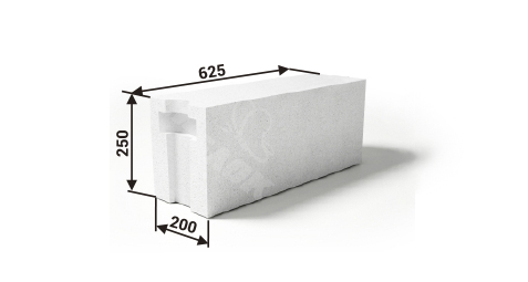 Стеновой газоблок Инси 625x200x250 D600*В3,5